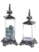 Set of 2 Summer Breeze Decorative Glass Ornate Finial Lidded Canisters