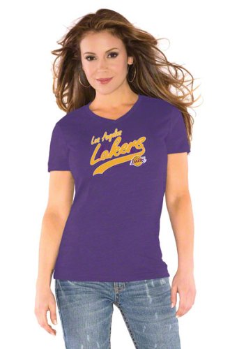 Los Angeles Lakers Women's Purple Flip The Script Tri-Blend V-Neck T-Shirt - Touch By Alyssa Milano