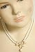 Two Strand Simulated Ivory Pearl with Gold and Crystals Necklace Pendant and Earrings for Women and Teens