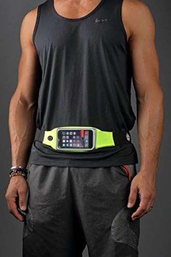 iPhone Running Belt - Comfort Fit, No-Bounce, Adjustable Elastic Band with Clear Touchscreen (Neon Pink, iPhone 6 Plus)