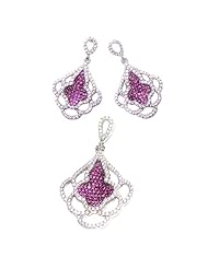 Sterling Silver Micro Pave Cubic Zirconia Earrings and Pendant Set