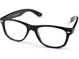 LUNETTES MONTURE STYLE WAYFARER RETRO VINTAGE 80's MONTURE NOIR - VERRES NEUTRES / TRANSPARENTS