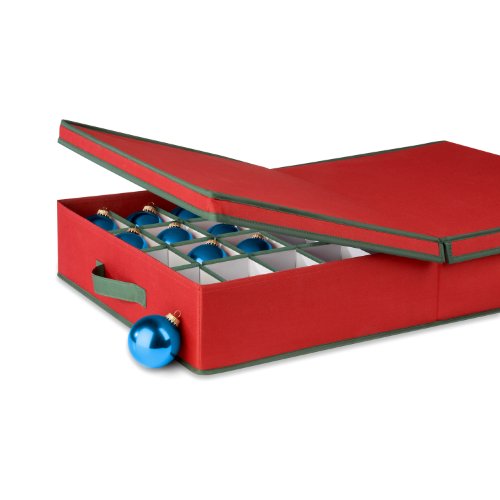 Honey-Can-Do SFT-01597 Ornament Storage Box with Movable Dividers, Holiday Red Honey-Can-Do SFT-01597 Ornament Storage Box with Movable Dividers, Holiday Red