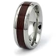 8mm Stainless Steel Ring with Wood Inlay (Sizes 8-12 )