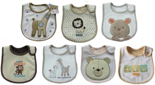 Baby Bibs for 7 Days of the Week,boy or Girl,velcro,100% Cotton,one Size Cc08