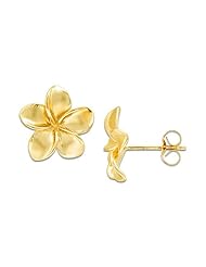 Plumeria Earrings in 14K Yellow Gold - 13mm