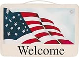 KimsCrafts Welcome Collection Handmade in Maine Stenciled 8x12 Slate Welcome Flag Sign