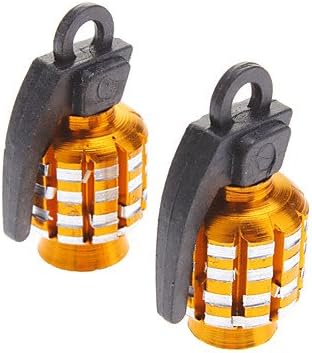 YF Stylish Grenade Style Tire Valves Decoration Cap for Motorcycles (Assorted Colors, 2-Piece) , Gold