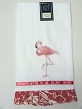 Tropical Pink Flamingo Mingo Ruffled Kitchen Towel