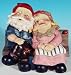 Mr + Mrs Snoozing Garden Gnome on Bench