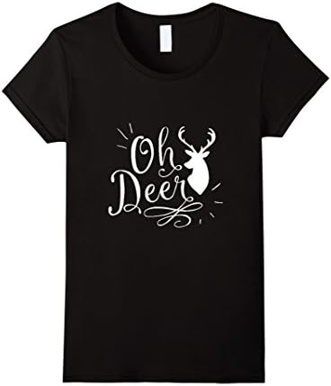 Women's Oh Deer Christmas T Shirt Medium Black