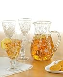 Laurie Gates Melanie Etched Glass Pitcher and Iced Tea Set