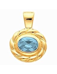 18K Yellow Gold Oval Cut Aquamarine Pendant -- LIFETIME WARRANTY