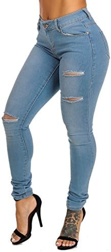 Vins Me Classic One-Button Ripped Distressed Light Denim Skinny Jeans 10124K