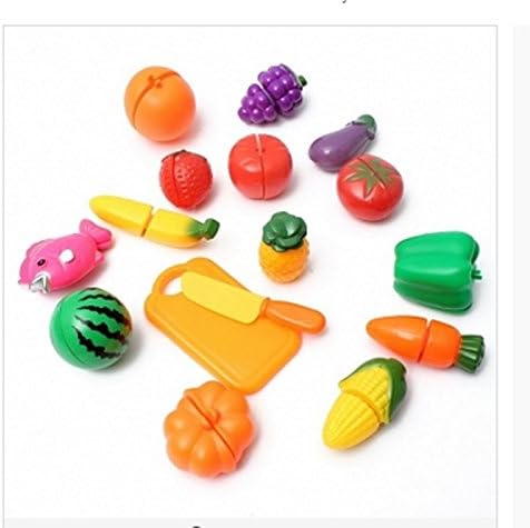 Mingyaa 16pcs/set Plastic Kitchen Food Fruit Vegetable Cutting Kid Pretend Play Educational Toy ,Educational Puzzle Learning Plastic Toy Satety ，Cookware Playset