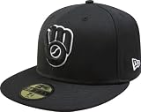 Milwaukee Brewers Black with White 59FIFTY Fitted Cap