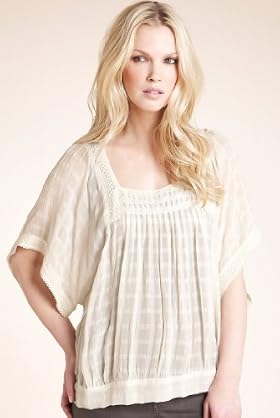 Indigo Collection Square Neck Self Check Top