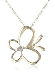 10k Yellow Gold Diamond Butterfly Pendant Necklace (.03 cttw, I Color, I2 Clarity)