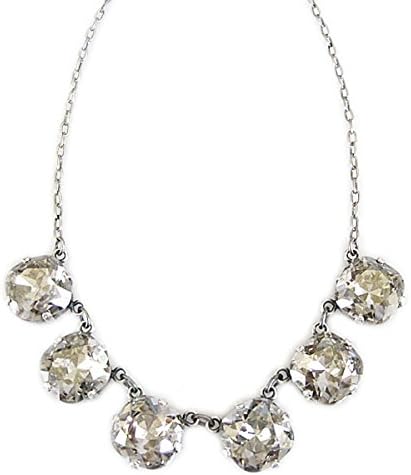 Catherine Popesco Silvertone Crystal Round Necklace, 18" Shade 1257