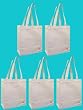 100% Cotton Canvas Oversized Grocery/Multipurpose Tote Bag 5 Pack, Shoulder Length Handles