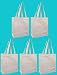 100% Cotton Canvas Oversized Grocery/Multipurpose Tote Bag 5 Pack, Shoulder Length With Extra Strong