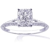 0.50 Ct Radiant Cut Diamond Knife Edge Split Band Engagement Ring FLAWLESS 14K