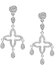 14K White Gold Diamond Dangle Earrings (3/4Cttw, SI Clarity, F Color)