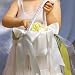 Flower Girl Basket with Classic Double Faced Satin Ribbon Bows - Ivory