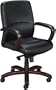 Basyx VL882NSP11 VL880 Series Managerial Mid-Back Leather Chair with Mahogany Trim
