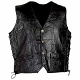 Diamond Plate - Vest Gilet Cuir Biker Chopper USA Proud to be an American - Patch dorsal - 100% cuir - Noir - Taille 2XL - GFVPTBA2X