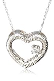 14k Rose, Yellow, or White Gold Diamond Textured Heart Pendant (.03 cttw, J Color, I2 Clarity), 18