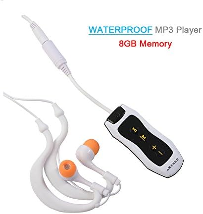 AMENER Waterproof MP3 Player,100% IPX8 8GB Portable Underwater Waterproof MP3 Music Player With FM Radio For Swimming Diving Sports (White)