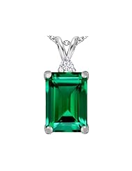 Original Star K (tm) Large 14x10mm Emerald Cut Simulated Emerald Pendant in 925 Sterling Silver