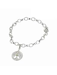 Solvar Sterling Silver Celtic Tree of Life Charm Bracelet Featuring Trinity Knot Leave Detail