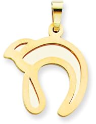 14K Yellow Gold Chai Charm Pendant Jewish Jewelry