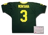 Joe Montana Notre Dame Fighting Irish Autographed/Hand Signed Authentic Style Away Green Football Je