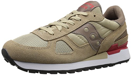 Saucony Originals Men's Shadow Original Classic Retro Running Shoe, Beige/Red, 9.5 M US
