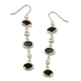 10k Gold Black Onyx w/ Blue Topaz frenchwire dangling earrings