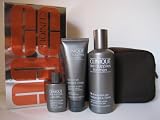 Clinique Skin Supplies for Men M Shave Aloe gel 4.2oz , Face Scrab 3.4oz , Post Shave Soother 1.2oz , Travel Bag