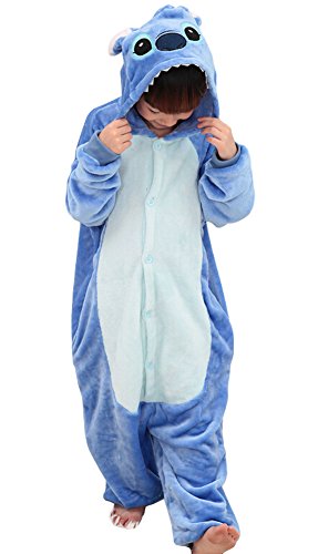 Tonwhar Kids Stitch Kigurumi Pajamas Children's Unisex Cosplay Costume Onesie (115(height:49.2