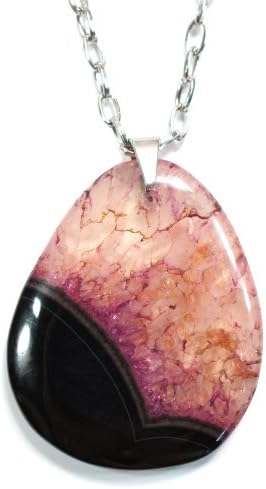 Huge Gorgeous Abstract One of a Kind Fine Art Magenta Dark Dusty Rose and Black Crystal 2" Pendant with 24" Stainless Steel necklace chain