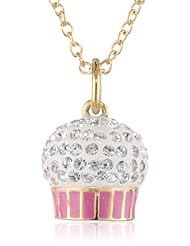 Molly Glitz Girls 14k Gold Plated Crystal Cupcake Pendant Necklace, 14"