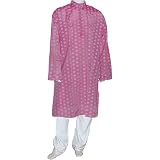 Mens Wedding Dress Woven Kurta Pajama Silk and Cotton Blend Long Loose Shirt and Trousers Expert Hand Stitch