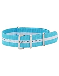 20mm James Bond Nylon Nato Watch Band Military Strap G10 - Sky Blue / White - Argentina
