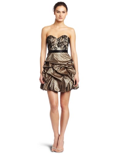 ABS by Allen Schwartz Womens Lace Bodice Bustier Dress, Black/Brown, 2
