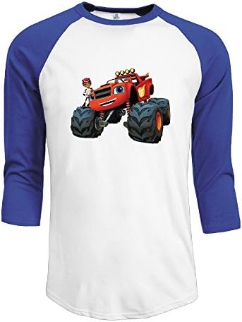 J45HJ Men's Blaze And The Monster Machines 3/4 Sleeve 100% Cotton Baseball Tee XXL RoyalBlue