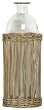 Hand Woven Grey Brown Willow Basket with Medium Glass Flower Vase 11"H Set / 2
