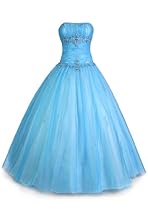 Hot Sale Beaded Mesh Fairy Prom Dress Formal Ball Gown, 2X, Blue