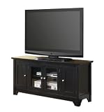 Walker Edison 52-Inch Wood TV Stand Console with Four Doors, Matte Black