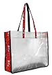 University of Wisconsin Logo UW Badgers Beach Stadium Tote Bag with Clear Sides and Cotton Fabric - SEE Through Thru Bag for School Events or Beach GIFT IDEA for MEN Women Ladies MOM Mother or Dad Teachers and Travelers